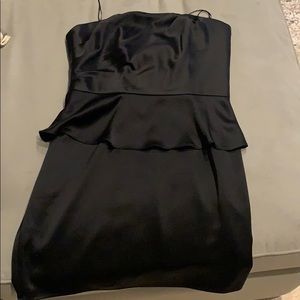 ABS black satin peplum dress
